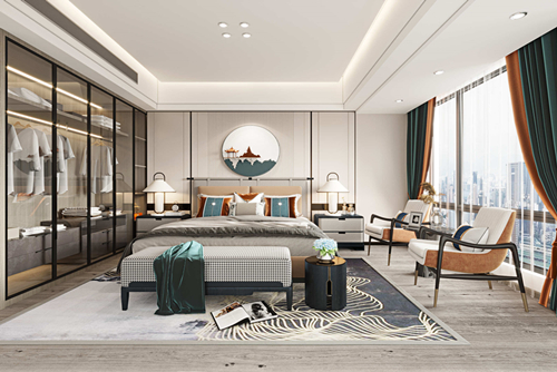 汕頭市逸景陽光嘉府新中式風(fēng)格四居室裝修案例