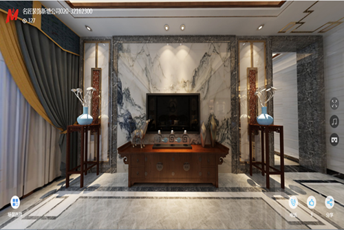 廣州市汾水小區新中式風格五居室裝修案例