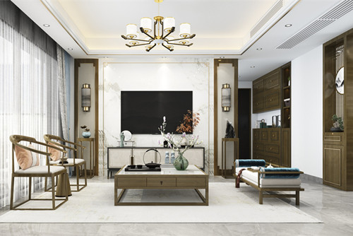 中山市樂豐花園新中式風格三居室裝修案例