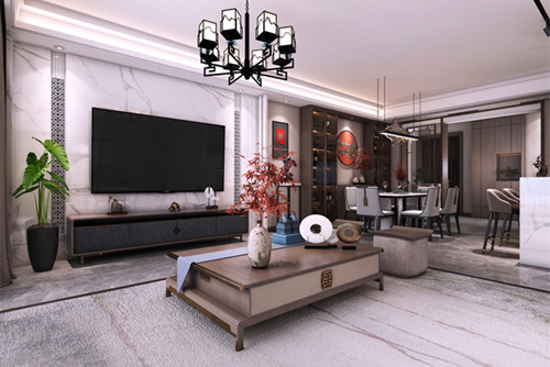 中山市中銘新達(dá)花園新中式風(fēng)格三居室裝修案例