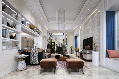 中山市中海翠林蘭溪園新中式風格別墅裝修案例