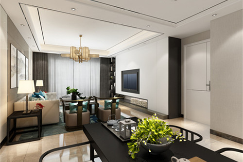 中山市中海翠林蘭溪園新中式風格四居室裝修案例