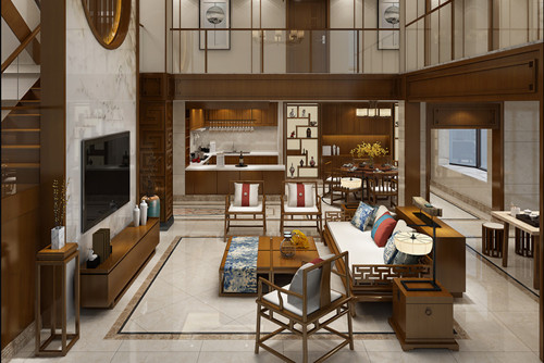 海口市海口十里春風(fēng)新中式風(fēng)格別墅裝修案例