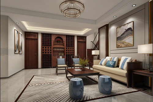 海口市和泓海棠府新中式風(fēng)格別墅裝修案例