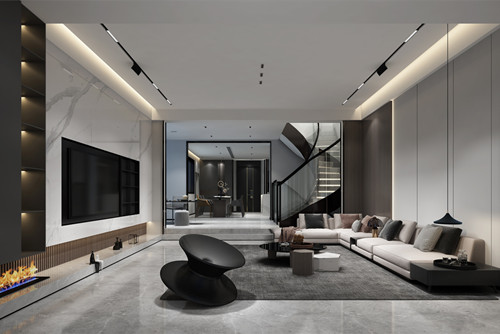 海口市椰海潤景現代簡約風格別墅裝修案例